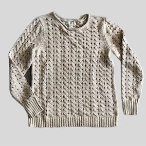 Christopher & Banks Women’s Medium Cable Knit Sweater Beige Mock Neck Crew